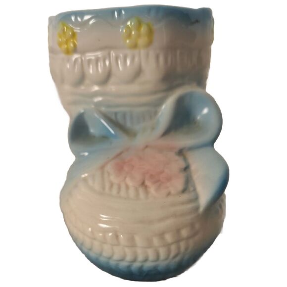 Vintage Relpo Baby Bootie Planter Vase Trinket Decor Porcelain White Multi T820 - Picture 3 of 12
